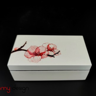 White rectangle lacquer box hand-painted with peach blossom 8*14*H5cm